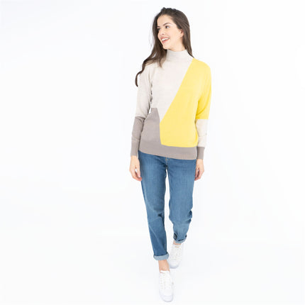 M&S Autograph Wool Rich Colour Block High Neck Jumper
