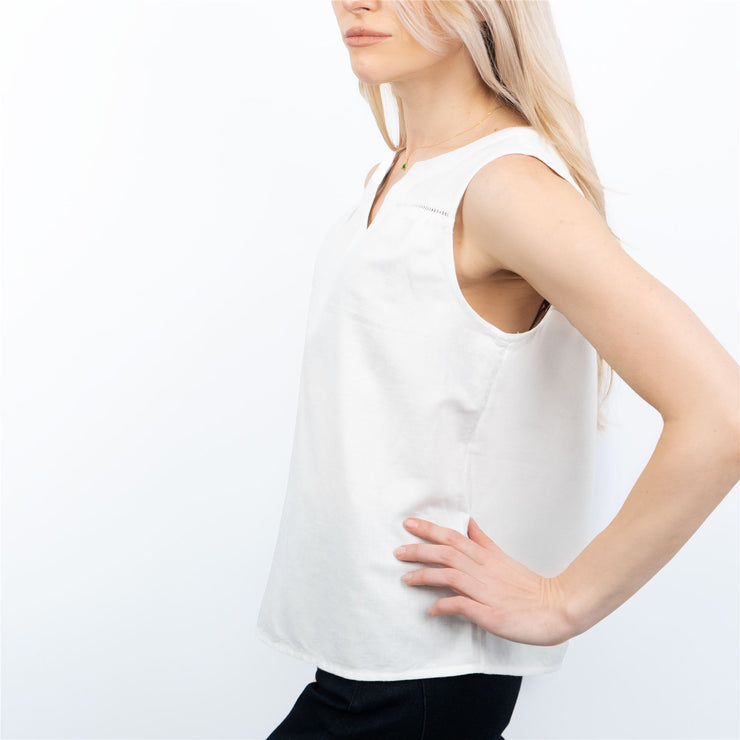 Womens White Relaxed Fit Sleeveless Top