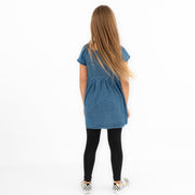 Next Girls Blue Shirred Bodice Dress Cotton Knee Length