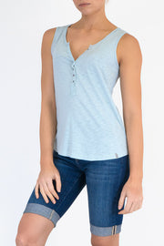 White Stuff Vest Sleeveless Button Up Cotton Jersey Cami Top - Quality Brands Outlet