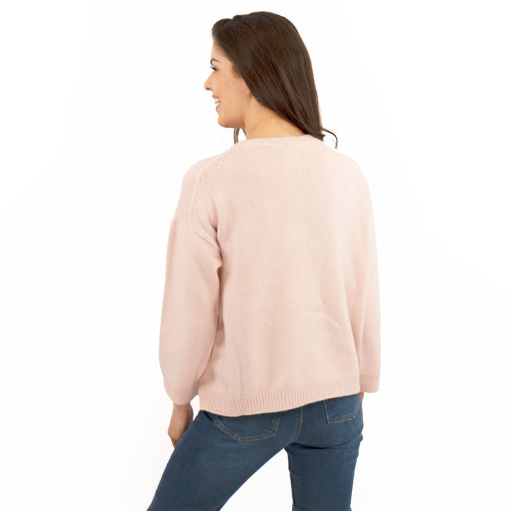 Max Mara Weekend Zoraide Pastel Soft Pink Cashmere Wool Jumpers with Silk