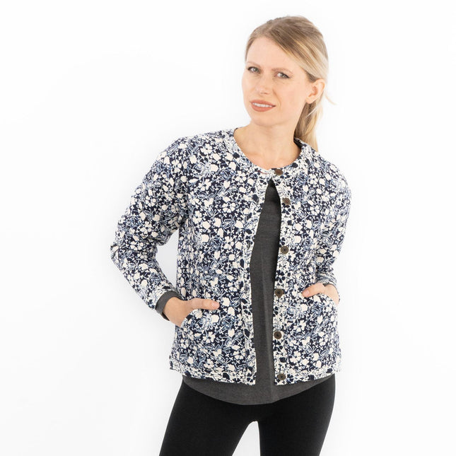 White Stuff Emma Quilted Jersey Button Up Floral Print Jackets-Quality Brands Outlet-