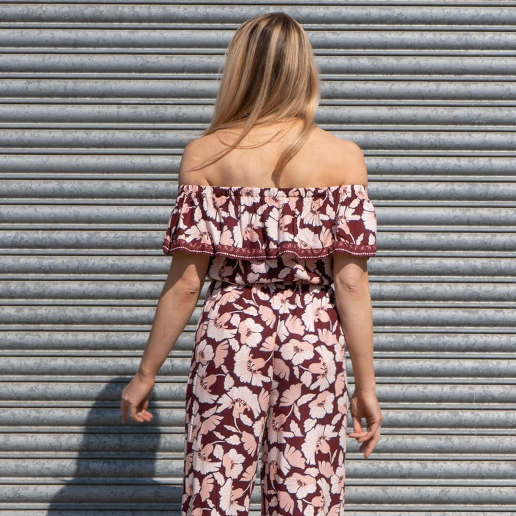 Next Wide Leg Off Shoulder Floral Lightweight Casual Jumpsuit