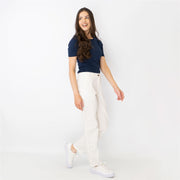 M&S Cotton Rich Tapered Leg Ankle Grazer White Stretch Cotton Chino Trousers - Quality Brands Outlet