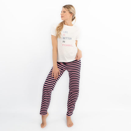 M&S Short Sleeve Soft Cotton Jersey Pyjamas Set-Quality Brands Outlet-