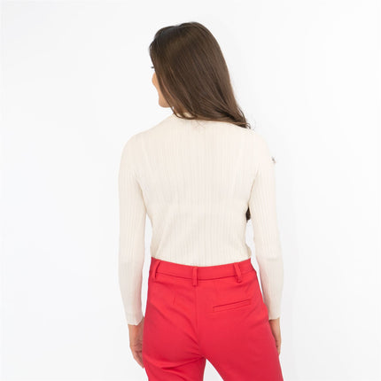 M&S Ivory Soft Touch Ribbed Crew Neck Fitted Jumper - Quality Brands Outlet