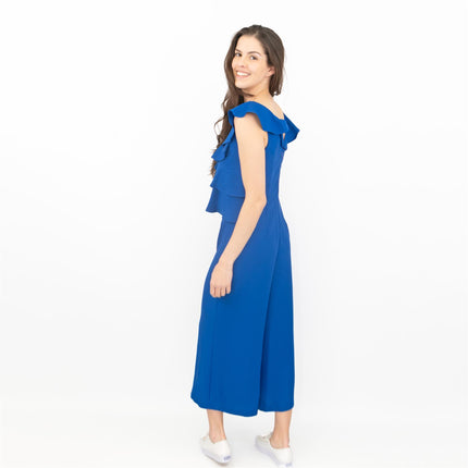 Coast Jojo Ruffle Cobalt Blue Sleeveless V-Neck Jumpsuit - Quality Brands Outlet