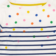 Mini Boden Girls  Rainbow Dots Spotty Stripe Bright T-Shirt Long Sleeve Tops