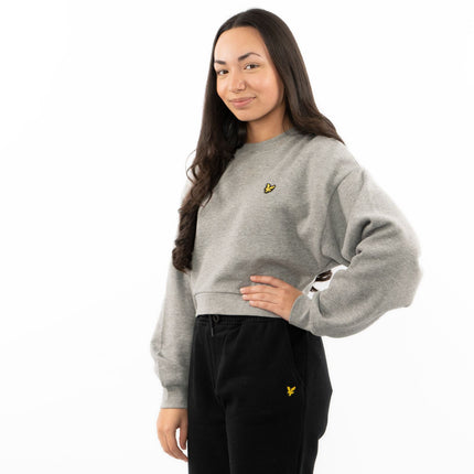 Lyle & Scott Girls Long Sleeve Grey Cropped Fleece Lined Sweatshirts-Quality Brands Outlet-