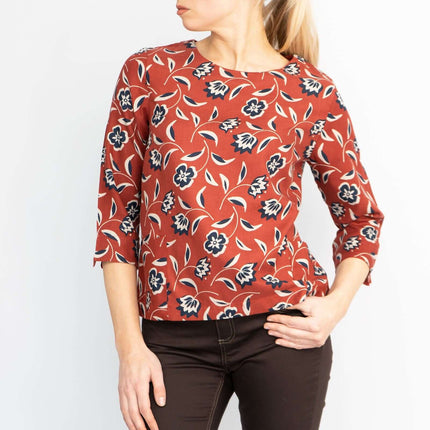 Seasalt Harbour Gallery Floral Print 3/4 Sleeve Loose Top-Quality Brands Outlet-