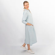 White Stuff Blue Rosie Linen Long Sleeve Shirt Dresses