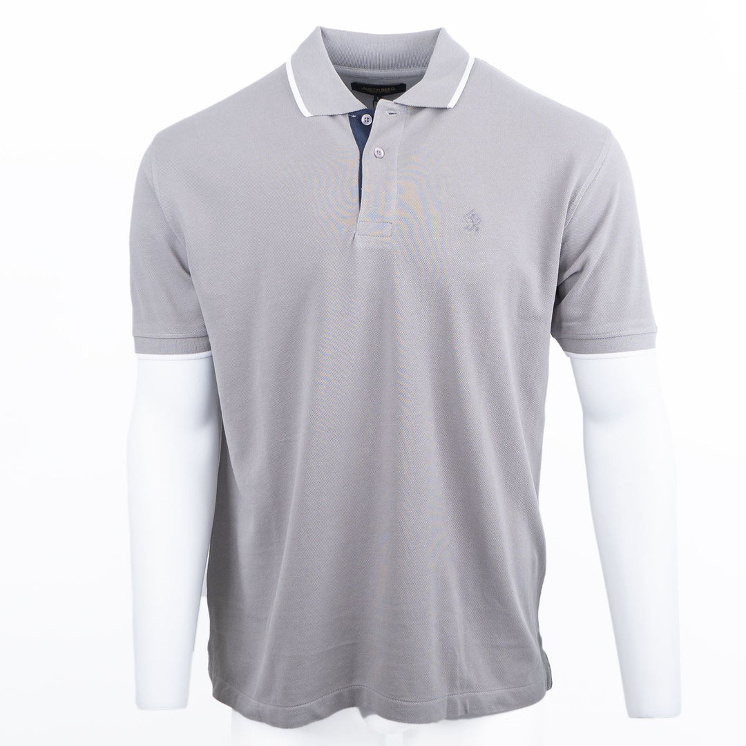 Light Grey Cotton Pique Polo Shirts for Men - Casual Tops
