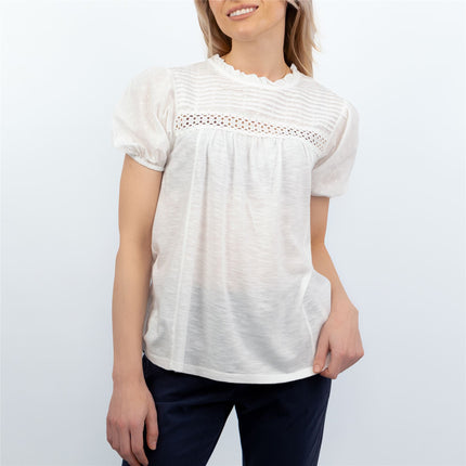 Womens White Short Sleeve Pleated Top-Quality Brands Outlet-