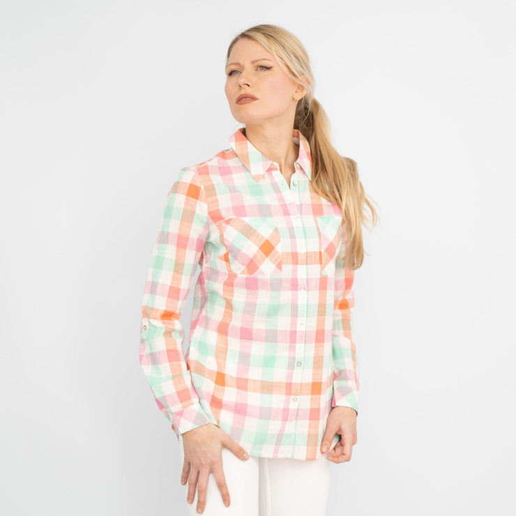 Pastel Check Long Sleeve Button-Up Women&