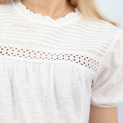 Womens White Short Sleeve Pleated Top-Quality Brands Outlet-