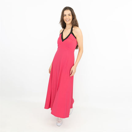 Karen Millen Pink Halter Neck Maxi Long A-Line Dresses-Quality Brands Outlet-