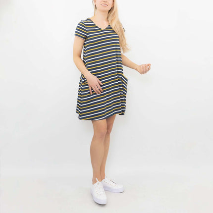 Seasalt Short Sleeve Clear Light Navy Breton Striped Relaxed Casual Jersey Dress-Quality Brands Outlet-