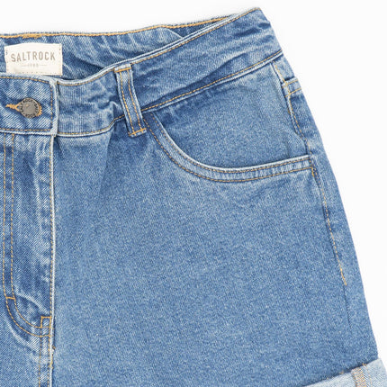 Saltrock Blue Denim High Waisted 5-Pocket Summer Shorts-Quality Brands Outlet-