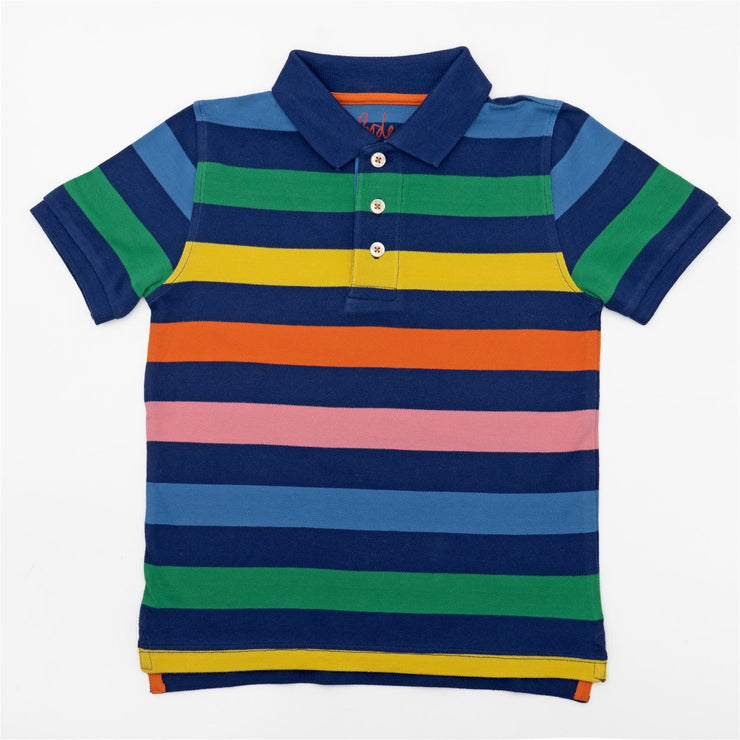 Mini Boden Boys Rainbow Stripe Button-Up Short Sleeve Polo Shirts - Quality Brands Outlet