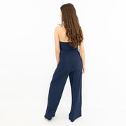 Karen Millen Navy Sleeveless Backless Wide Leg Jumpsuits