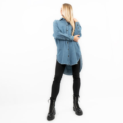 Massimo Dutti Blue Denim Oversized Tunic Longline Shirt