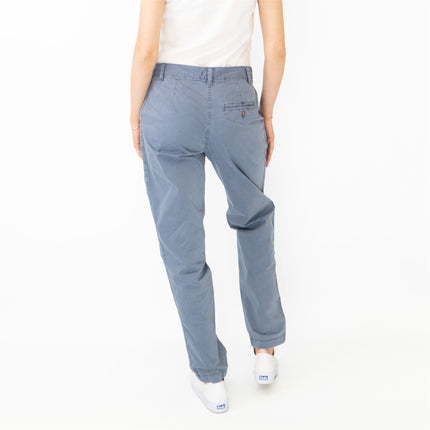 M&S Cotton Rich Tapered Leg Ankle Grazer Blue Stretch Cotton Chino Trousers - Quality Brands Outlet