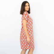 White Stuff Red Floral Print Short Sleeve Cotton Jersey Casual Relaxed Short Dress
