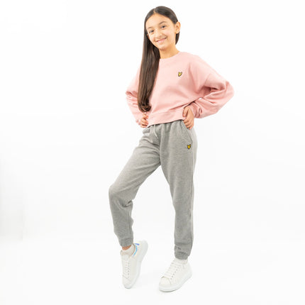 Lyle & Scott Girls Long Sleeve Pink Cropped Fleece Lined Sweatshirts-Quality Brands Outlet-