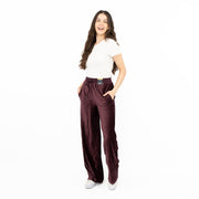 M&S Wide Leg Purple Velour Joggers Elasticated Waist Casual Trousers