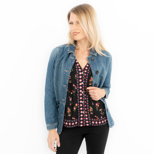 White Stuff Dena Blue Denim Shacket Relaxed Jacket-Quality Brands Outlet-