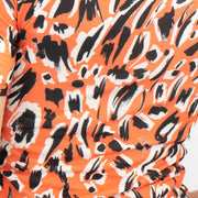 Karen Millen Orange Print Short Sleeve High Neck Tops - Quality Brands Outlet