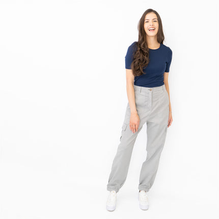 M&S Autograph Grey Cotton Blend Stretch Cargo Trousers - Quality Brands Outlet