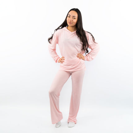 Juicy Couture Girls Pink Logo Embroidered Long Sleeve Soft Cotton Jersey Pyjama Set-Quality Brands Outlet-