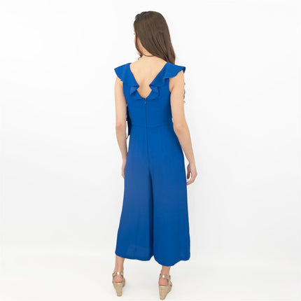 Coast Jojo Ruffle Cobalt Blue Sleeveless V-Neck Jumpsuit - Quality Brands Outlet