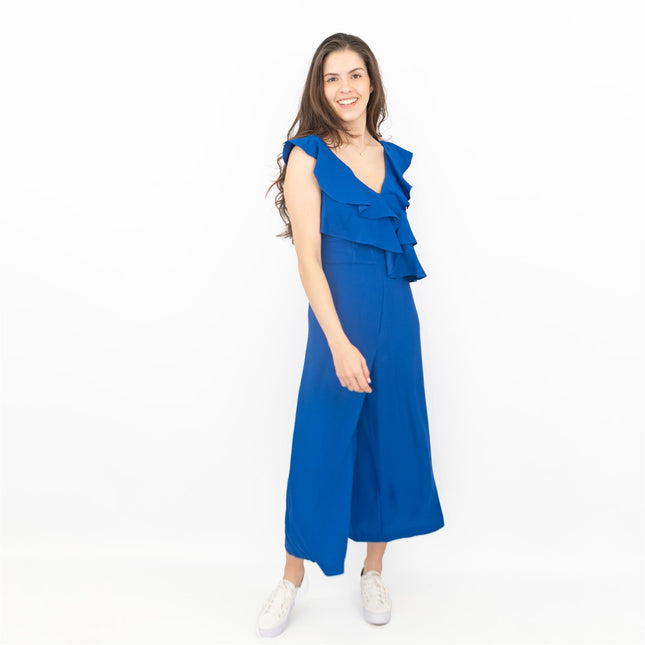 Coast Jojo Ruffle Cobalt Blue Sleeveless V-Neck Jumpsuit - Quality Brands Outlet