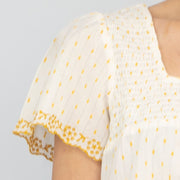 FatFace Catherine Swiss Dot Short Sleeve Ivory Embroidered Loose Tops - Quality Brands Outlet
