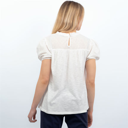 Womens White Short Sleeve Pleated Top-Quality Brands Outlet-