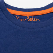 Mini Boden Boys Relaxing Sloth Holiday Navy Blue Short Sleeve Tops - Quality Brands Outlet