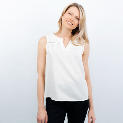 Womens White Relaxed Fit Sleeveless Top-Quality Brands Outlet-