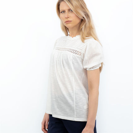 Womens White Short Sleeve Pleated Top-Quality Brands Outlet-