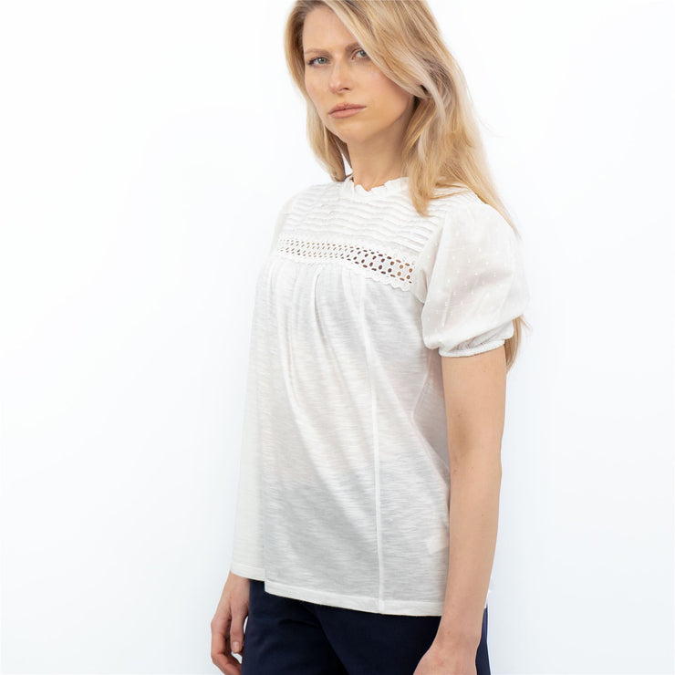 TU Clothing White Short Sleeve Pleated Top - Quality Brands Outlet