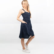 Navy Blue Aubrey Linen Sleeveless Summer Dresses