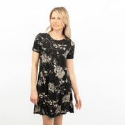 Oriental Garden Black Short Sleeve Simone Dress