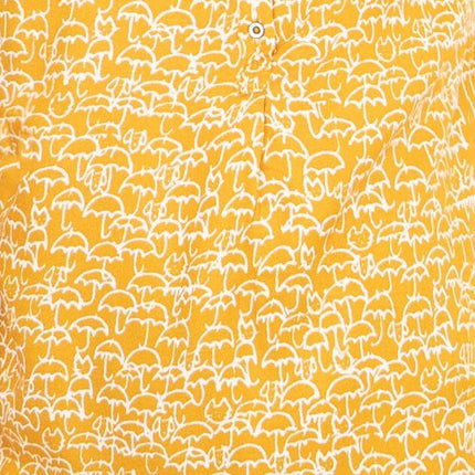 White Stuff Short Sleeve Yellow Umbrella Print Relaxed Casual Tops