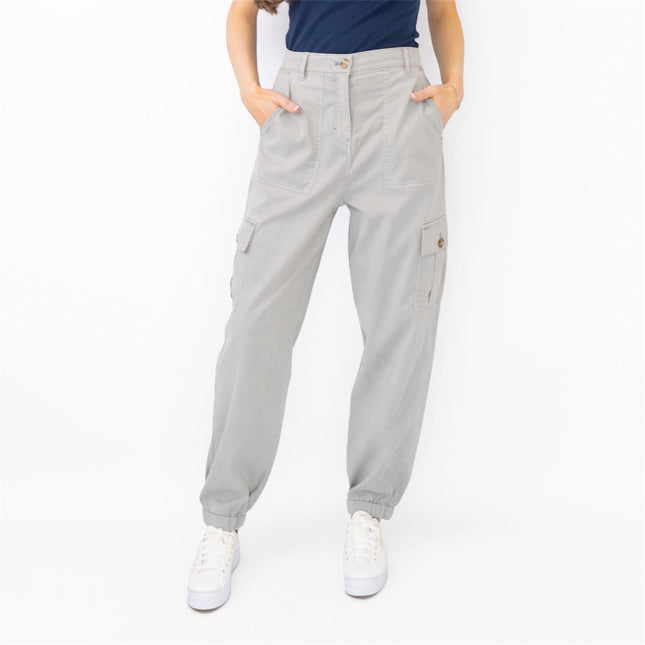 M&S Autograph Grey Cotton Blend Stretch Cargo Trousers-Quality Brands Outlet-