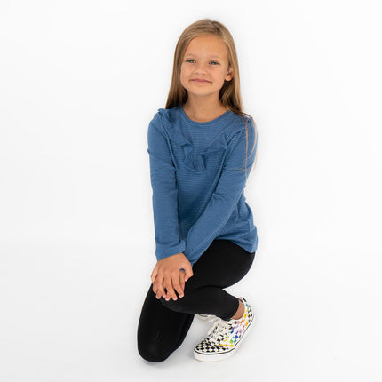Girls Ruffle Long Sleeve Soft Jersey Tops in 2 Colours-Quality Brands Outlet-