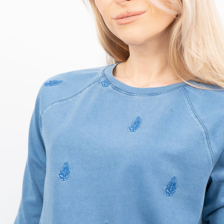 White Stuff Blue Embroidered Lightweight Sweat Top