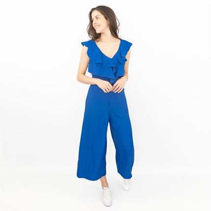 Coast Jojo Ruffle Cobalt Blue Sleeveless V-Neck Jumpsuit - Quality Brands Outlet