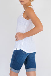 White Stuff Vest Sleeveless Button Up Cotton Jersey Cami Top - Quality Brands Outlet