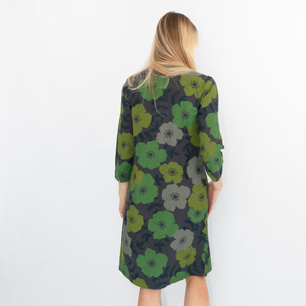 Seasalt Dawn Green Floral Cotton Blend Lightweight 3/4 Sleeve Midi Dresses-Quality Brands Outlet-